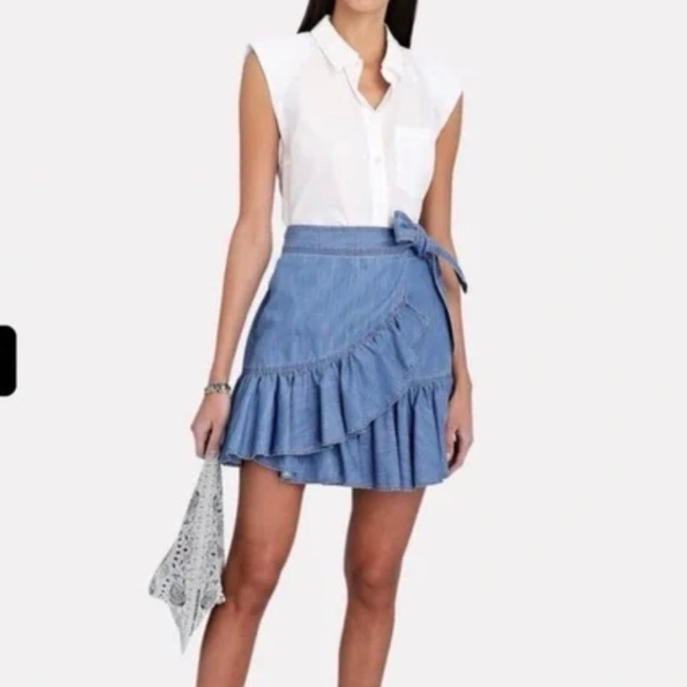 Veronica Beard Denim Ruffled Mini. Size XS